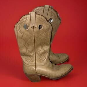 Vintage Acme Mens Size 10 D Cowboy Western Boots Tan Leather Roper Style